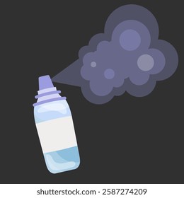 Spray bottle icon. Aerosol can releasing mist or vapor. Used for disinfecting, air freshening, or personal care.