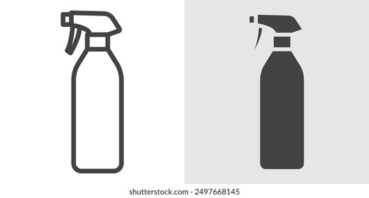 Spray bottle icon Black line art vector logo set