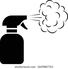  Spray bottle icon, Spray Bottle Icon with Cloud Mist Spray Action, Vector Illustration
