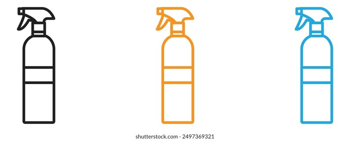 Spray bottle icon Flat vector set outline