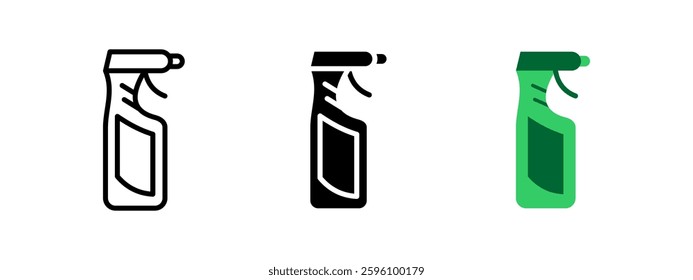 Spray bottle icon. Household cleaning and sanitation container vector illustration. Disinfectant and hygiene symbol. Home maintenance and liquid sprayer pictogram.