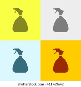 Spray Bottle Icon on Four Different Backgrounds. Eps-10.