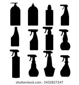 Spray bottle icon set isolated on white background