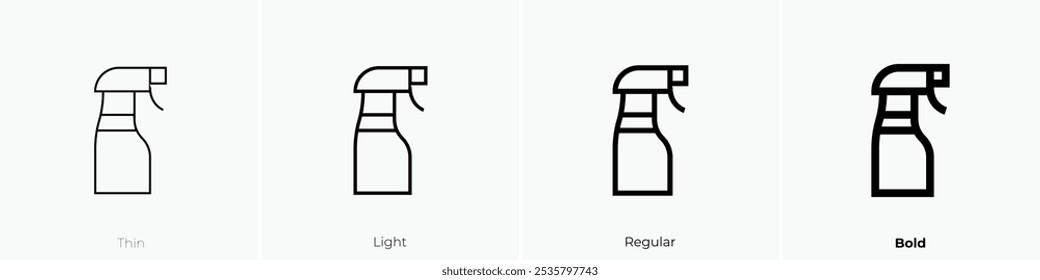 ícone do frasco de spray. Design fino, leve, regular e negrito, isolado no fundo branco