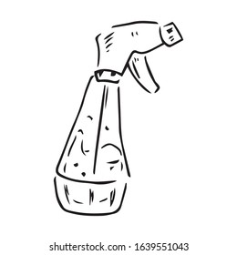 Spray bottle icon. Vector illustration of a sprayer for the garden. Hand drawn garden spray gun.