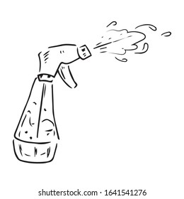 Spray bottle icon. Vector illustration of a sprayer for the garden. Hand drawn garden spray gun.