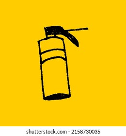 Spray bottle icon vector illustration in hand drawn grunge chalk style, isolated on a yellow background, frequently used in mobile.
