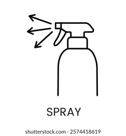 A spray bottle icon in vector, representing liquid application or cleaning, with an editable stroke.