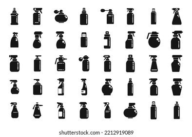 Spray bottle icons set simple vector. Sprayer cleaner. Mist air