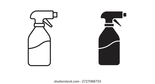 Conjunto de iconos de botella de spray. Ilustración vectorial de línea simple