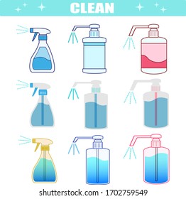 Spray bottle illustration material set