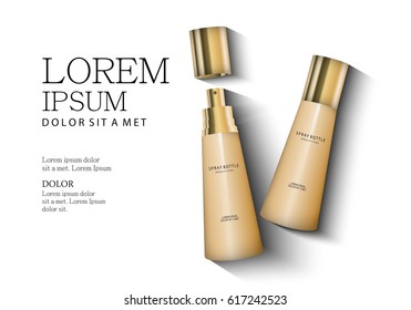 Spray bottle innovations-isolated on white background.Glamorous cosmetic premium ads,facial treatment essence.3D toner,translucent contained.For web site,poster,placard,advert and marketing