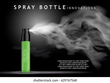 Spray Bottle Isolated On Black Backgroundpremium Stock Vector (Royalty