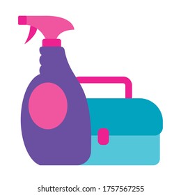 diseño de botellas y botiquines, servicio de limpieza, lavado, equipo de higiene en el hogar, interior doméstico y de mantenimiento del hogar Tema Vector ilustración