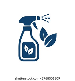 Spray bottle with leaf design symbol