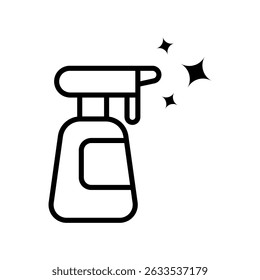 Spray Bottle Line Icon. Black and White Spray Cleaner Outline Symbol