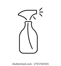 Spray Bottle Line Icon. Cleaning, Disinfection, And Sanitization Outline Symbol. Household And Industrial Use. Editable Stroke. Isolated Vector Illustration.