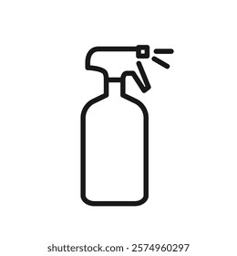 Spray bottle line icon. Plant watering sprayer. Automobile product bottle. Surface cleaning detergent packaging. For web design purposes. Vector illustration isolated on white background