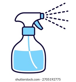 Pulverizar o ícone da linha do frasco no estilo simples desenho à mão do desenho animado. Ilustração de clip-art vetorial.