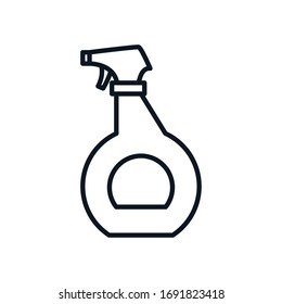 spray bottle line style icon design, Cleaning service wash home hygiene equipment domestic interior housework and housekeeping theme Vector illustration