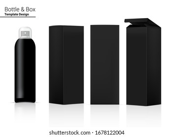 Spray Bottle Mock up Realistic Cosmetic and Box for Skincare Product or medicine on White Background Illustration. Health Care and Medical Concept Design.