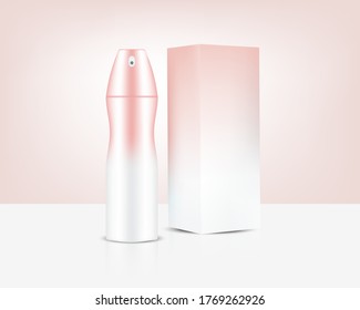 Frasco de Spray Burlándose del Cosmético de Perfume de Oro Rosa Realista y Caja para la Ilustración de Fondo del Producto Skincare. Atención de salud y diseño de conceptos médicos.