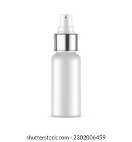 Spray Bottle Mockup With Metal Cap, Isolated on White Background. Vector Illustration