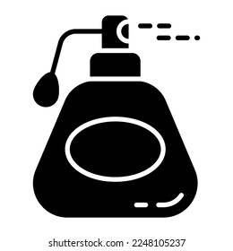 Spray bottle in modern vector style denoting perfume