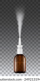 Spray bottle and spray on a transparent background. Vector illustration