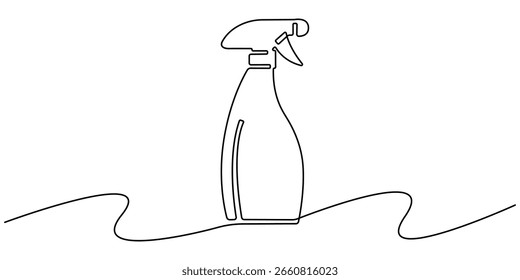 borrifar garrafa uma linha desenho contínuo, borrifar desenho contorno garrafa ilustração. um desenho de linha contínua de borrifar garrafa limpa. 
