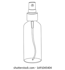 Spray bottle one line drawing on white isolated background. Vector illustration 