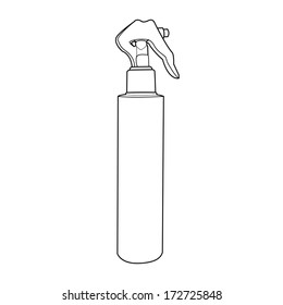 spray bottle out line vector