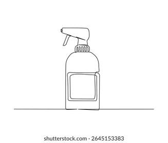 Spray bottle outline drawing illustration. one continuous line drawing of Spray cleaner bottle.