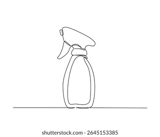 Spray bottle outline drawing illustration. one continuous line drawing of Spray cleaner bottle.