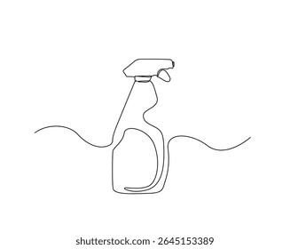 Spray bottle outline drawing illustration. one continuous line drawing of Spray cleaner bottle.