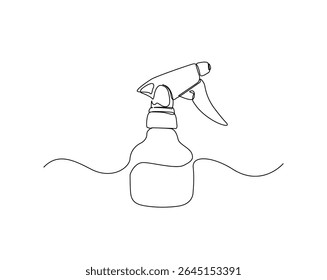 Spray bottle outline drawing illustration. one continuous line drawing of Spray cleaner bottle.