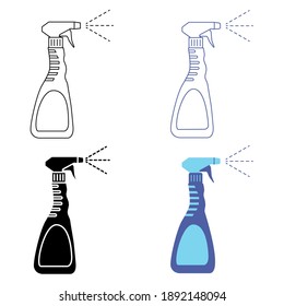 Spray bottle in outline style. Antibacterial alcohol spray. Bottle with antibacterial liquid. Hand sanitizer dispenser. Spraying Anti-Bacterial Sanitizer. Glyph icon. Editable stroke. Vector 