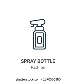 Spray bottle outline vector icon. Thin line black spray bottle icon, flat vector simple element illustration from editable fashion concept isolated stroke on white background