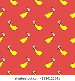 Spray bottle ,seamless pattern on red background.