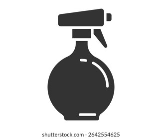 Spray bottle silhouette. Versatile icon for cleaning, gardening, beauty, or personal care. Simple, impactful graphic for designs needing a hygienic or refreshing touch.