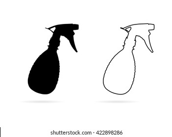 Spray Bottle Sketch. Hand-drawn Cartoon Cleaning Tool Icon - Pulverizer. Doodle Drawing. Vector Illustration.