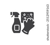 Spray bottle, sponge, and cleaning gloves vector icon. filled flat sign for mobile concept and web design. Cleaning Supplies glyph icon. Symbol, logo illustration. Vector graphics