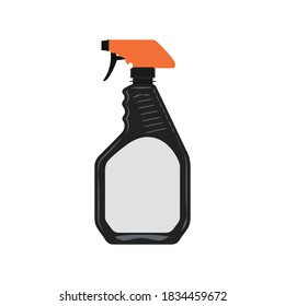 Spray Bottle, Spritzer Bottle, Black Spray Bottle, Window Cleaner, Industrial Spray Bottle, Hand Sanitizer Dispenser Vector Illustration Background