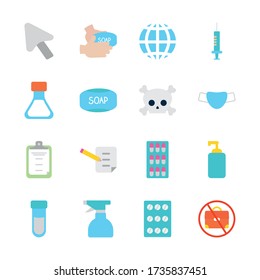 spray bottle and stop the spread icon set over white background, flat style, vector illustration