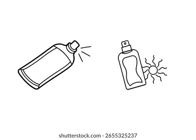 Botella de aerosol y protector solar verano
