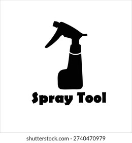 Spray Bottle Tool Silhouette Icon Isolated on White Background
