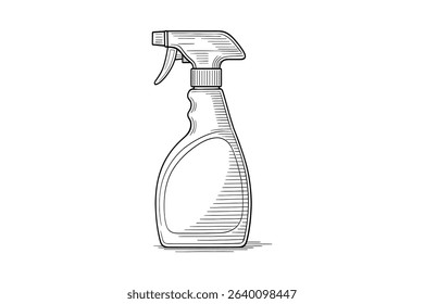 Spray Bottle Vector Cleaning Product Graphics Household Item Black and White Design
