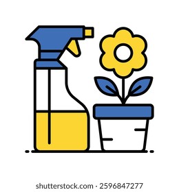 Spray Bottle vector filled outline icon. EPS 10 file