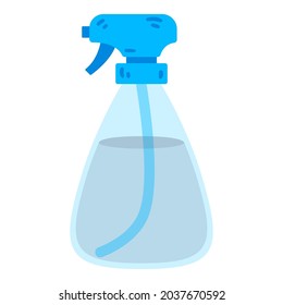 Botella de pulverización para agua. Atomizador para pulverizar líquido sobre las flores. Inventario de jardinería de pasatiempos caseros. Objeto vectorial aislado en fondo blanco.