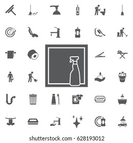 spray bottle and window isolated vector icon on the white background. Set of cleaning icons
